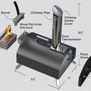 Outdoor Pizza Oven with Chimney - Black